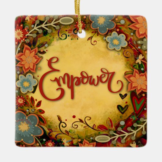 おもしろいフローラはドラゴンかわいらしフライの吸光度を強化 セラミックオーナメント (正面)