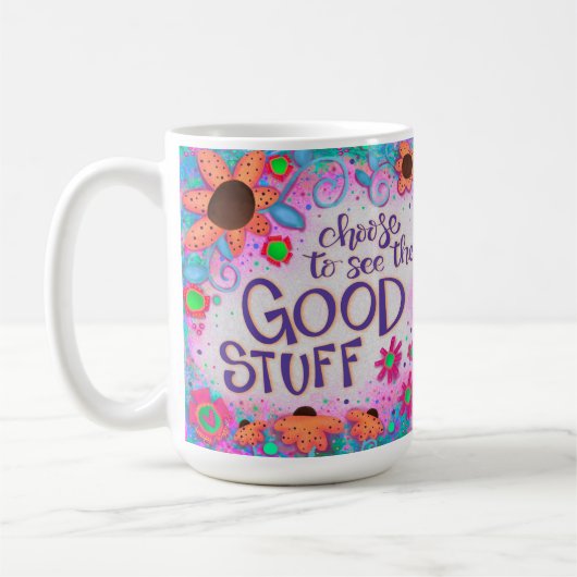 おもしろいフローラは良い物を見る コーヒーマグカップ (左)