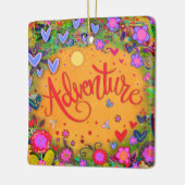 おもしろいフローラアドベンチャーカラフルかわいらしハート セラミックオーナメント (左)