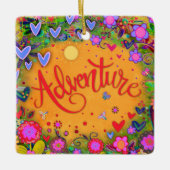 おもしろいフローラアドベンチャーカラフルかわいらしハート セラミックオーナメント (正面)