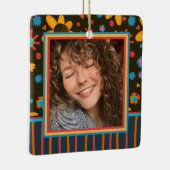 おもしろいフローラカスタムデイジー写真名日付 セラミックオーナメント (右)