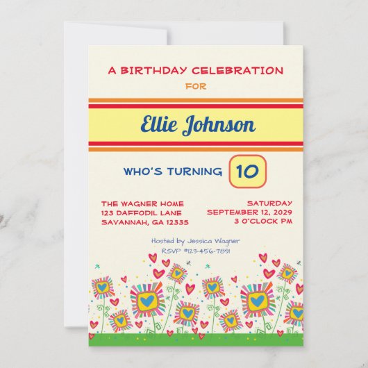 おもしろいフローラガーリーキュイカスタマイズー数誕生日 招待状 (正面)