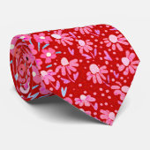 おもしろいフローラタイレッドピンクブライトワイルドフラワー ネクタイ (ロール)