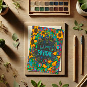 おもしろいフローラデイジートレンディー誕生日カラフル、 カード