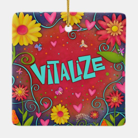 おもしろいフローラトンボかわいらしイの吸光度を活性化する セラミックオーナメント (裏面)