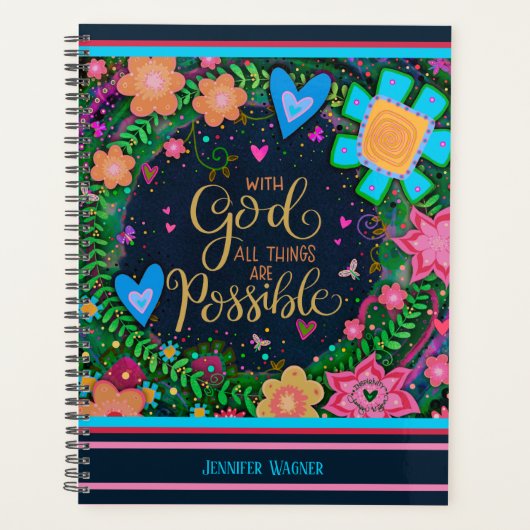 おもしろいフローラバイブル神の聖句の明るいインスピリチューション プランナー手帳 (正面)