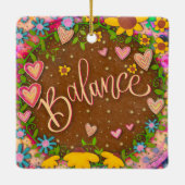 おもしろいフローラバランスピンクのハートかわいらし刺激 セラミックオーナメント (裏面)