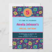 おもしろいフローラパーソナライズされた時代誕生日招待状 招待状 (正面)