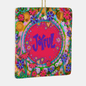 おもしろいフローラピンク喜び幸せなインスピレーション セラミックオーナメント (右)