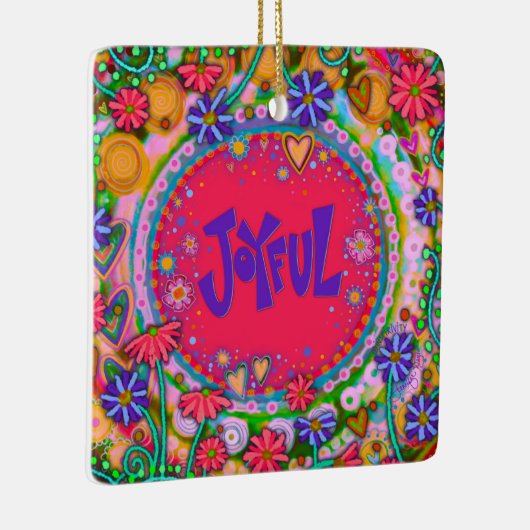 おもしろいフローラピンク喜び幸せなインスピレーション セラミックオーナメント (右)
