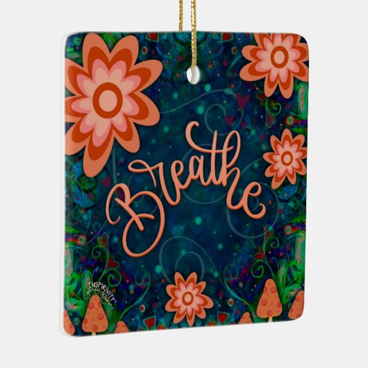 おもしろいフローラブルー呼吸の吸気性 セラミックオーナメント (右)