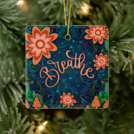 おもしろいフローラブルー呼吸の吸気性 セラミックオーナメント
