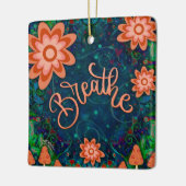 おもしろいフローラブルー呼吸の吸気性 セラミックオーナメント (左)