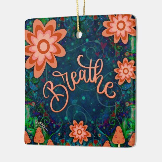 おもしろいフローラブルー呼吸の吸気性 セラミックオーナメント (左)