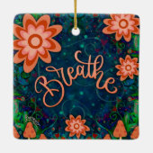 おもしろいフローラブルー呼吸の吸気性 セラミックオーナメント (裏面)