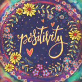 おもしろいフローラポジティブブラックモダン シール (正面)