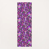 おもしろいフローラマッシュルームピンク、紫と黒 ヨガマット (正面)