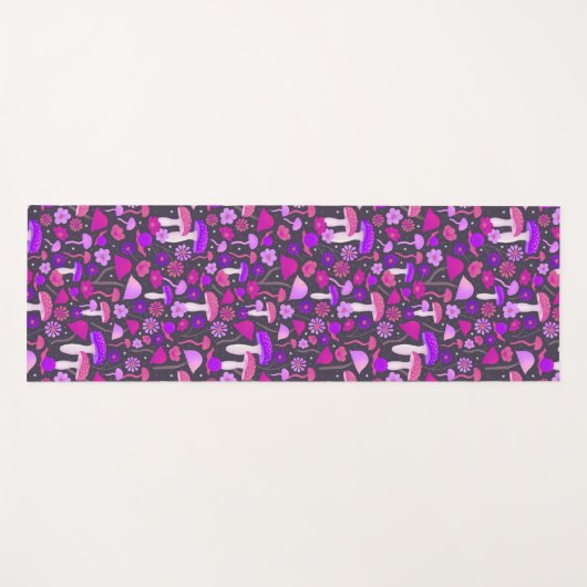 おもしろいフローラマッシュルームピンク、紫と黒 ヨガマット (正面(横))
