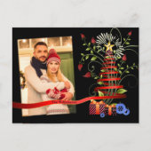 おもしろいフローラモダンアートクリスマスツリー写真 ポストカード (正面)