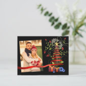 おもしろいフローラモダンアートクリスマスツリー写真 ポストカード (スタンド正面)