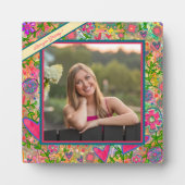 おもしろいフローララブハート写真メッセージ フォトプラーク (正面)