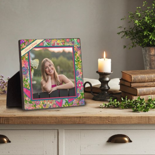 おもしろいフローララブハート写真メッセージ フォトプラーク