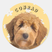 おもしろいフローララブラドールステッカーズキュートレトロデザイン ラウンドシール (正面)