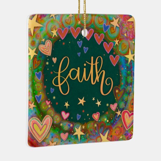 おもしろいフローラ信仰のかわいらしハートインスピレーション セラミックオーナメント (右)