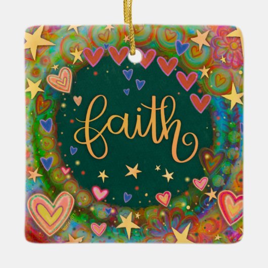 おもしろいフローラ信仰のかわいらしハートインスピレーション セラミックオーナメント (正面)