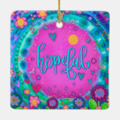 おもしろいフローラ希望ピンクかわいらしハート刺激 セラミックオーナメント (裏面)