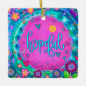 おもしろいフローラ希望ピンクかわいらしハート刺激 セラミックオーナメント (正面)