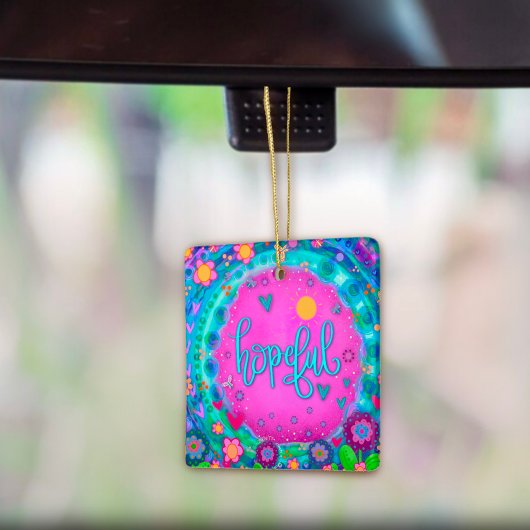 おもしろいフローラ希望ピンクかわいらしハート刺激 セラミックオーナメント