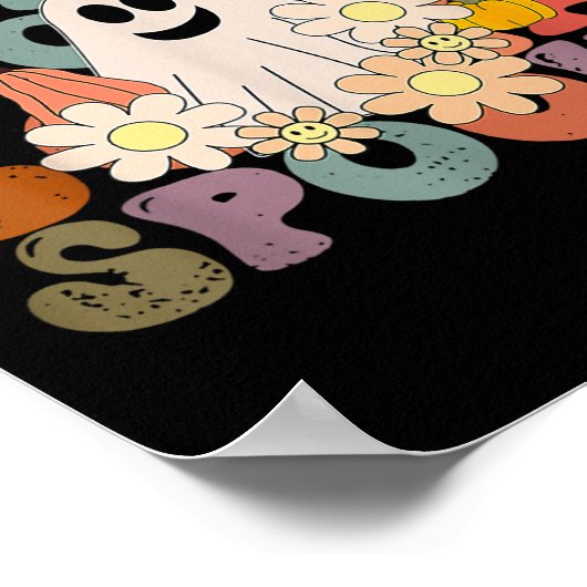 おもしろいフローラ幽霊ハロウィーン秋パンプキンレトロソート ポスター (角)