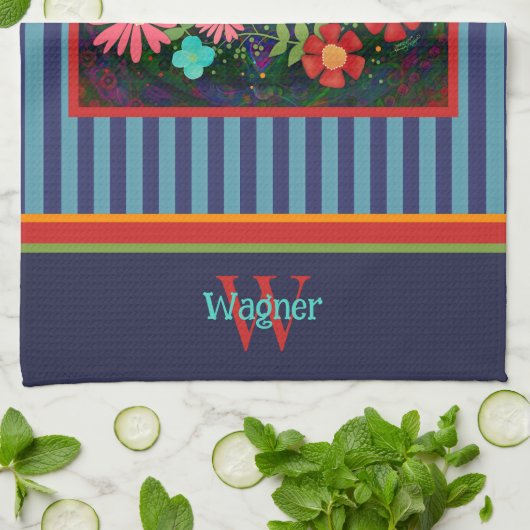 おもしろいフローラ得この引用文イニシャル名 キッチンタオル (折り畳み)