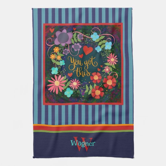 おもしろいフローラ得この引用文イニシャル名 キッチンタオル (縦)