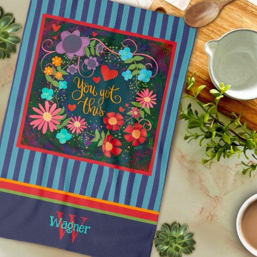 おもしろいフローラ得この引用文イニシャル名 キッチンタオル