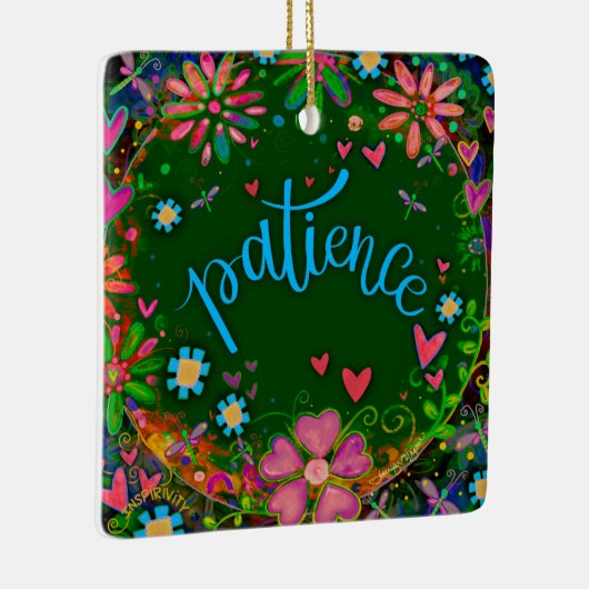 おもしろいフローラ忍耐かわいらしハート刺激 セラミックオーナメント (右)