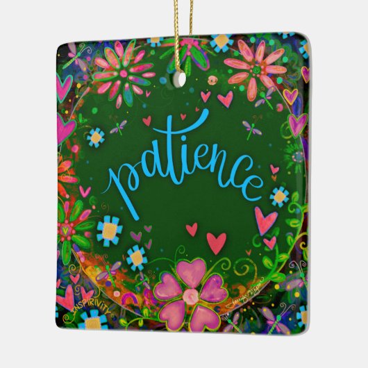 おもしろいフローラ忍耐かわいらしハート刺激 セラミックオーナメント (左)