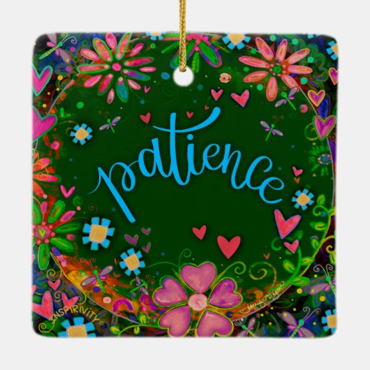 おもしろいフローラ忍耐かわいらしハート刺激 セラミックオーナメント (裏面)