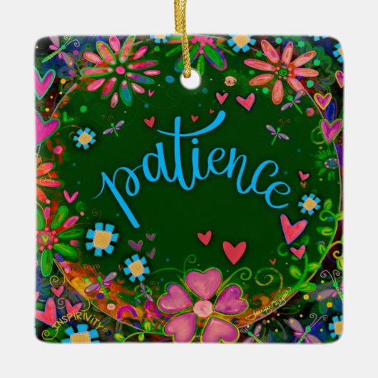 おもしろいフローラ忍耐かわいらしハート刺激 セラミックオーナメント (正面)