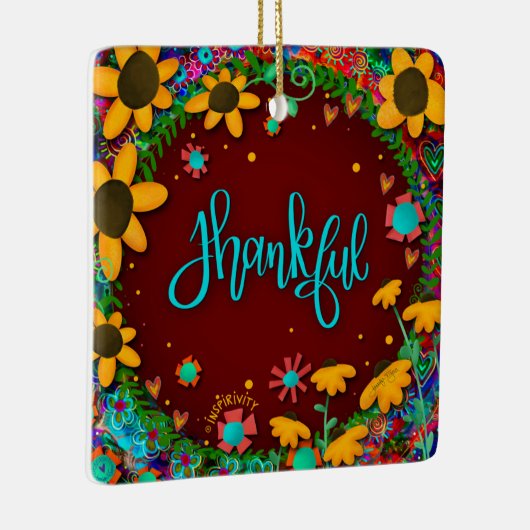 おもしろいフローラ感謝カラフルかわいらし心 セラミックオーナメント (右)