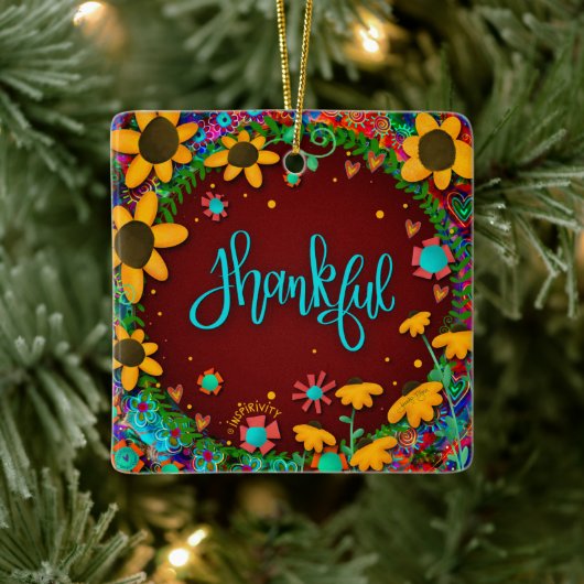 おもしろいフローラ感謝カラフルかわいらし心 セラミックオーナメント (ツリー)