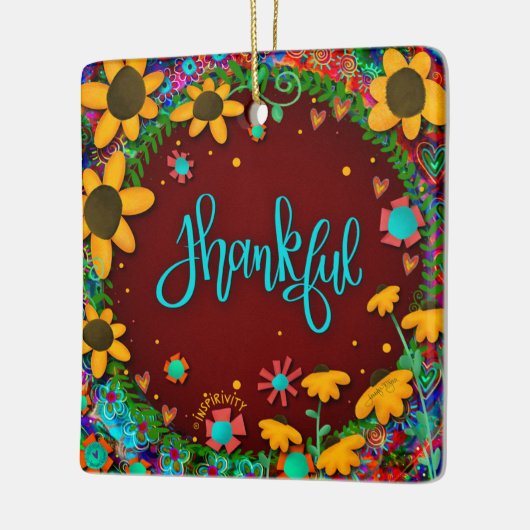 おもしろいフローラ感謝カラフルかわいらし心 セラミックオーナメント (左)