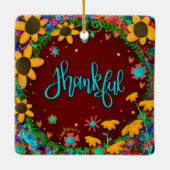 おもしろいフローラ感謝カラフルかわいらし心 セラミックオーナメント (裏面)