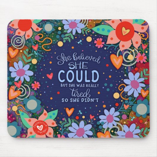 おもしろいフローラ楽信じ疲引用文 マウスパッド (正面)
