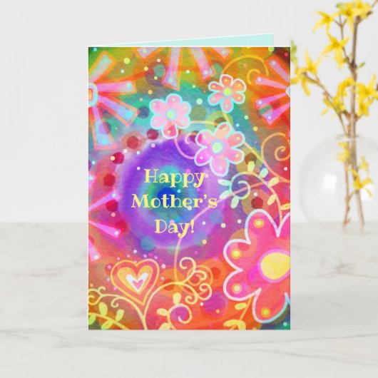 おもしろいフローラ母日 カード (黄色い花)