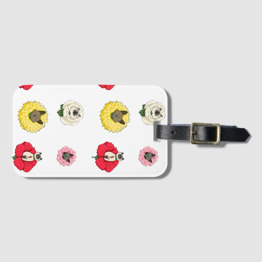 おもしろいフローラ猫顔 ラゲッジタグ (正面横)