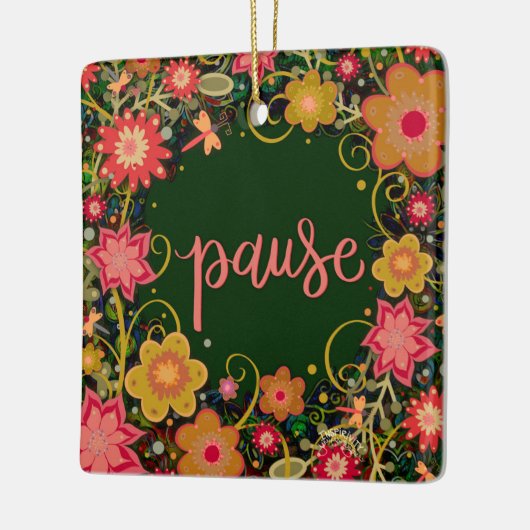 おもしろいフローラ緑の一時停止の励ましのインスピレーション セラミックオーナメント (左)