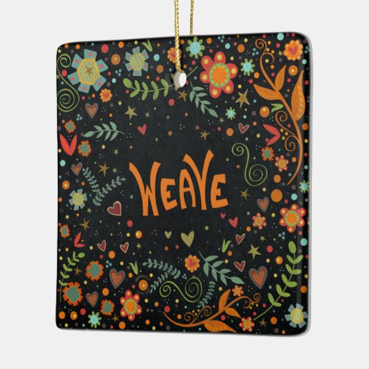 おもしろいフローラ織り励ましのインスピレーション セラミックオーナメント (左)