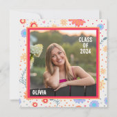 おもしろいフローラ視力卒業写真カスタム撮影 招待状 (裏面)